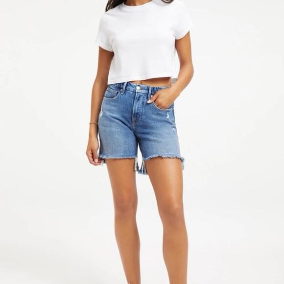NWT Good American Frayed Distressed High Rise Jean Shorts Size 2 / 26 115.00 - Picture 3 of 6